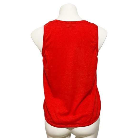 TSE Made in Italy Large Red/Orange Crewneck Sleeveless Top - Picture 4 of 7